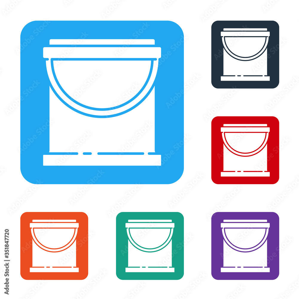 White Paint bucket icon isolated on white background. Set icons in color square buttons. Vector Illu