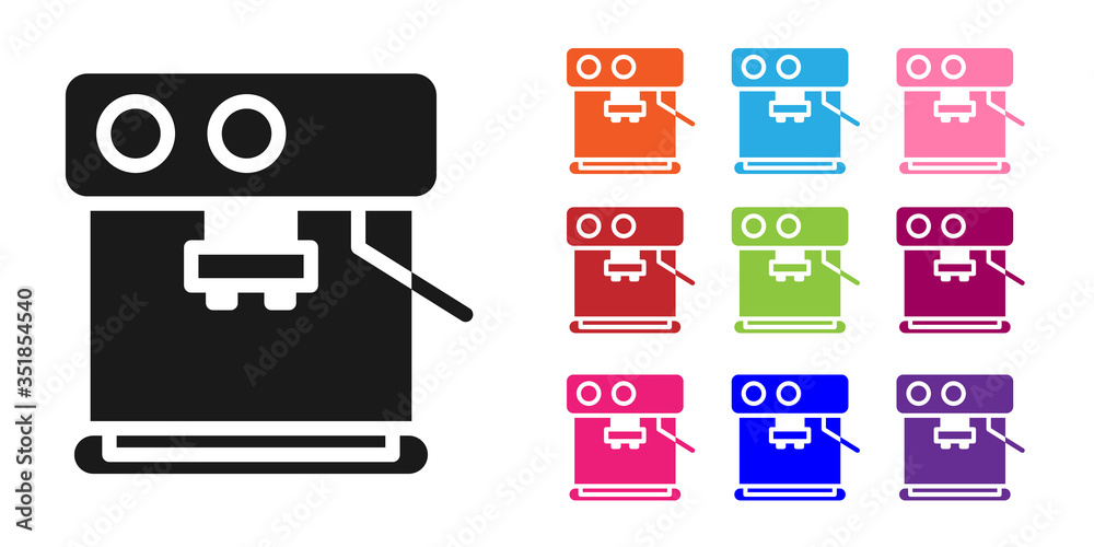 Black Coffee machine icon isolated on white background. Set icons colorful. Vector Illustration