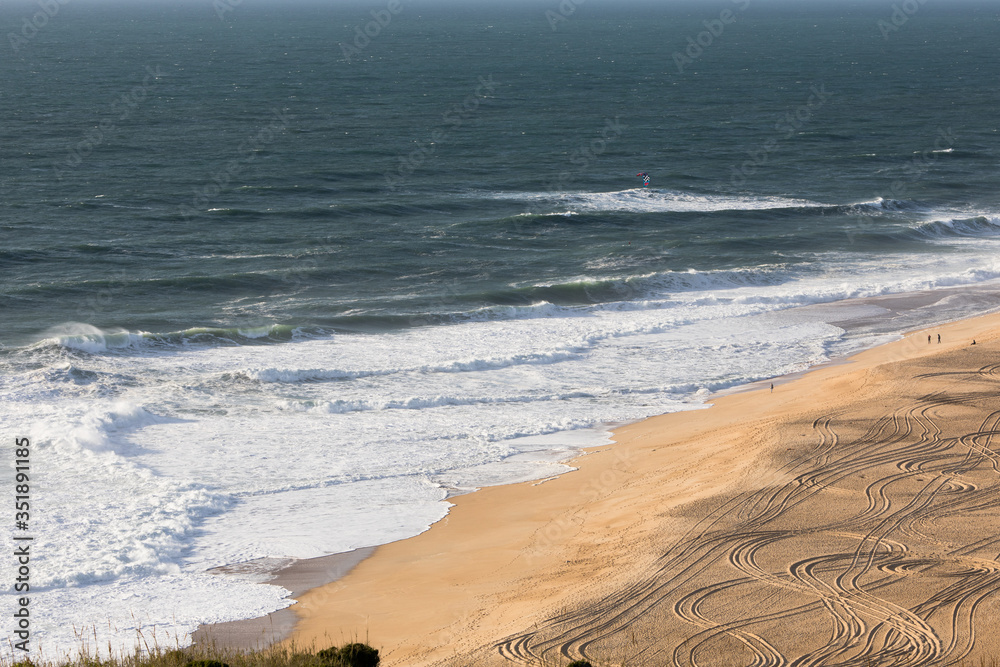 Wave on the beach of Nazare Portugal