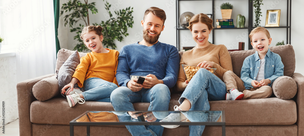 Happy family spending time together at home.