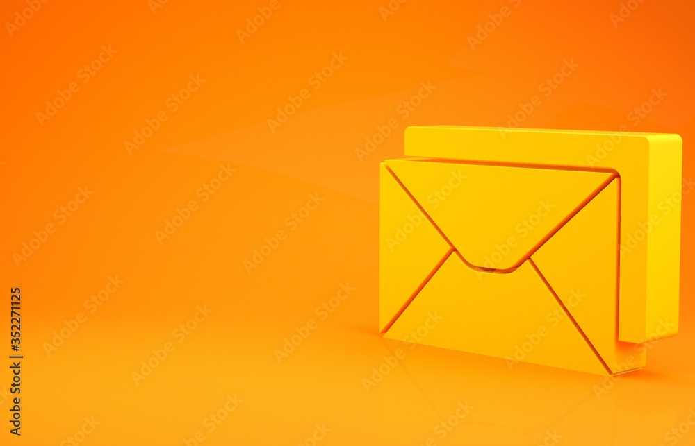 Yellow Envelope icon isolated on orange background. Email message letter symbol. Minimalism concept.