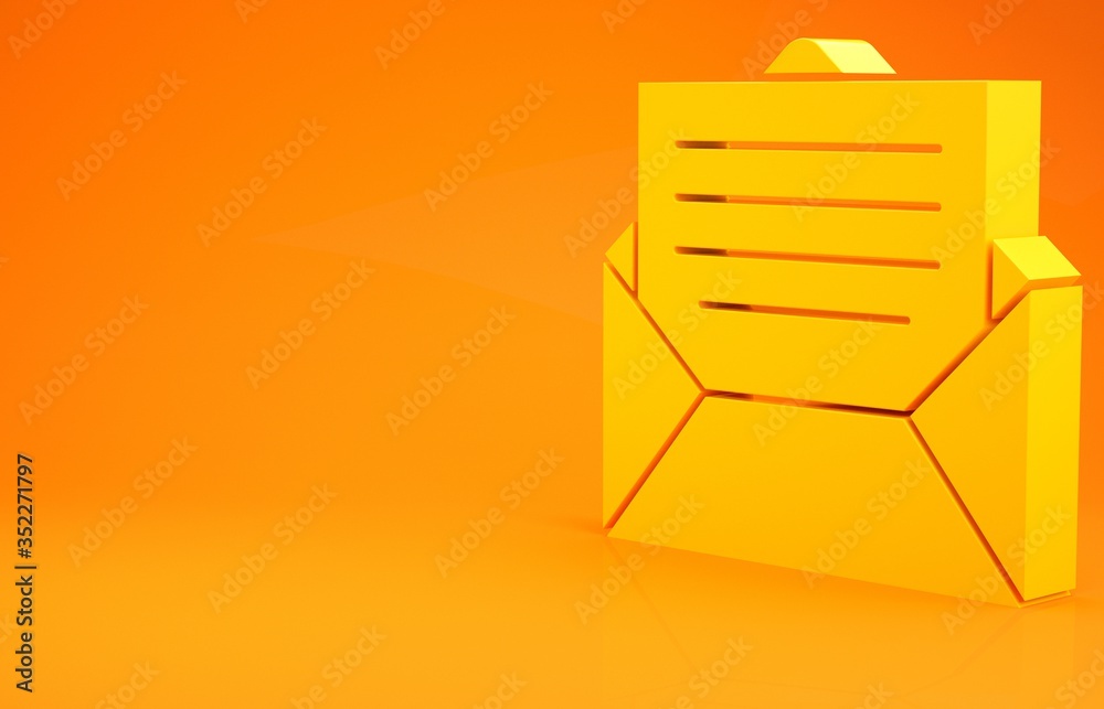 Yellow Envelope icon isolated on orange background. Email message letter symbol. Minimalism concept.