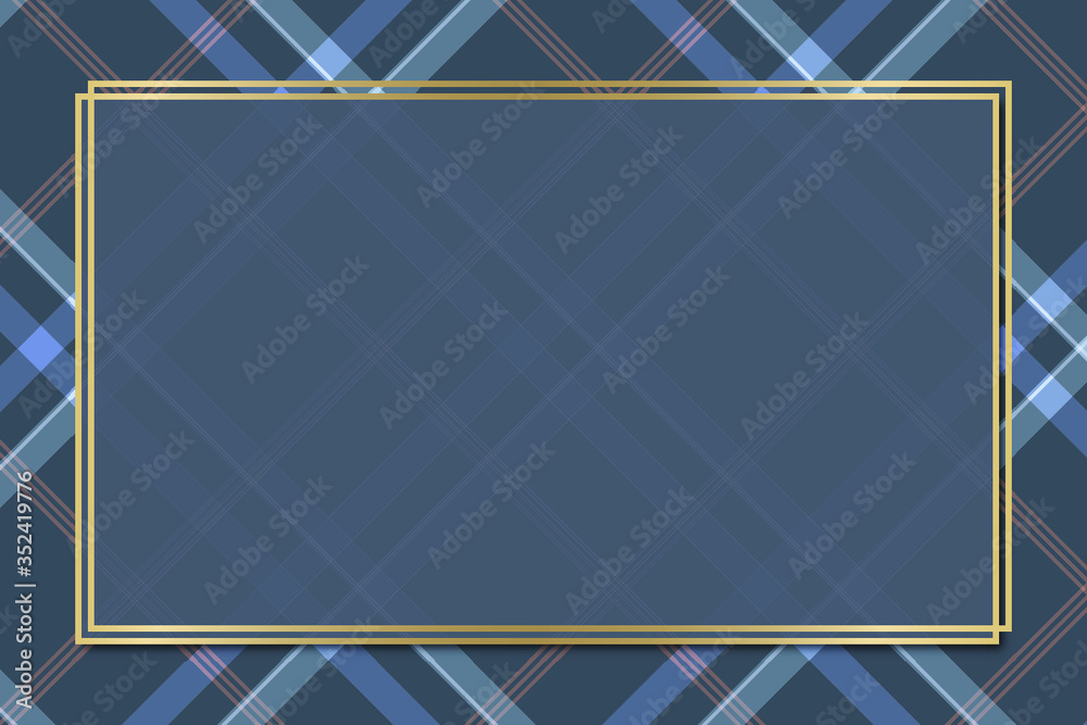 Navy blue tartan patterned frame vector template