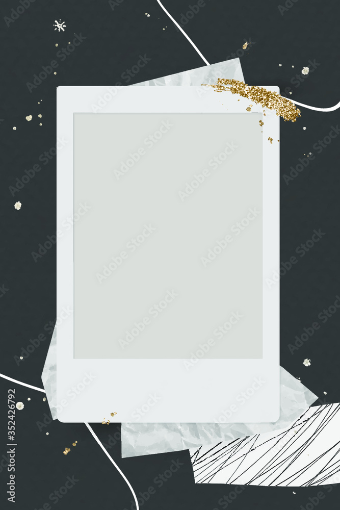 Blank instant photo frame background vector