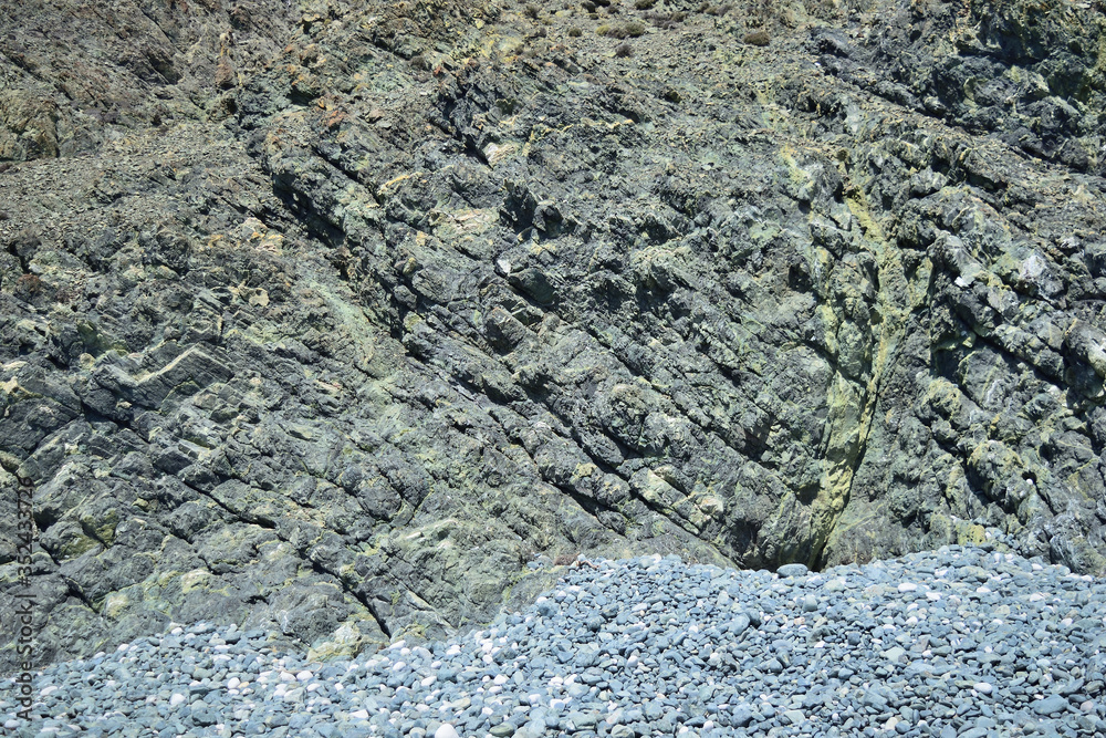 Rocky coast of the sea - granite erosion at Kipos beach, Samothraki island, Greece, Aegean sea