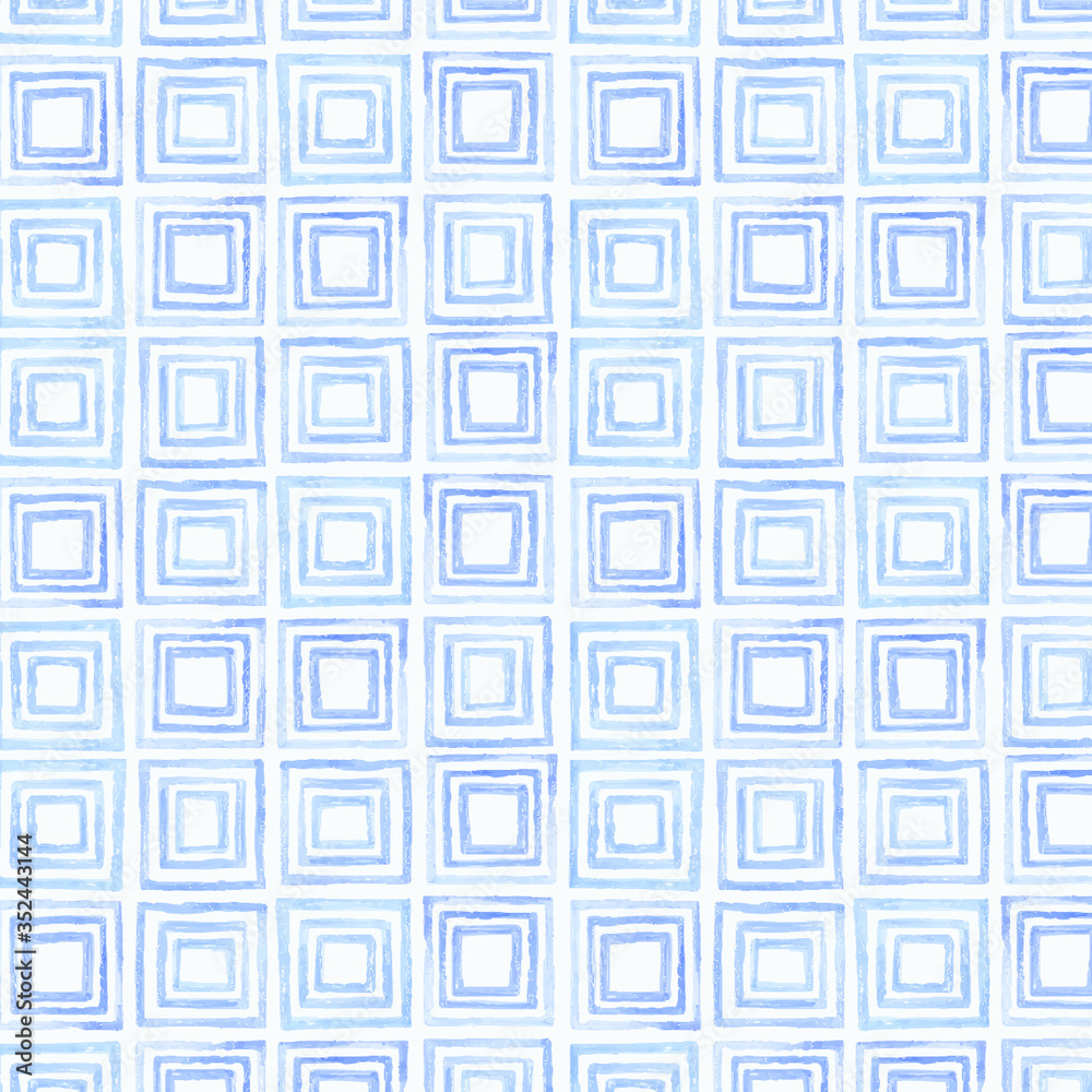 Indigo blue watercolor geometric seamless patterned background vector