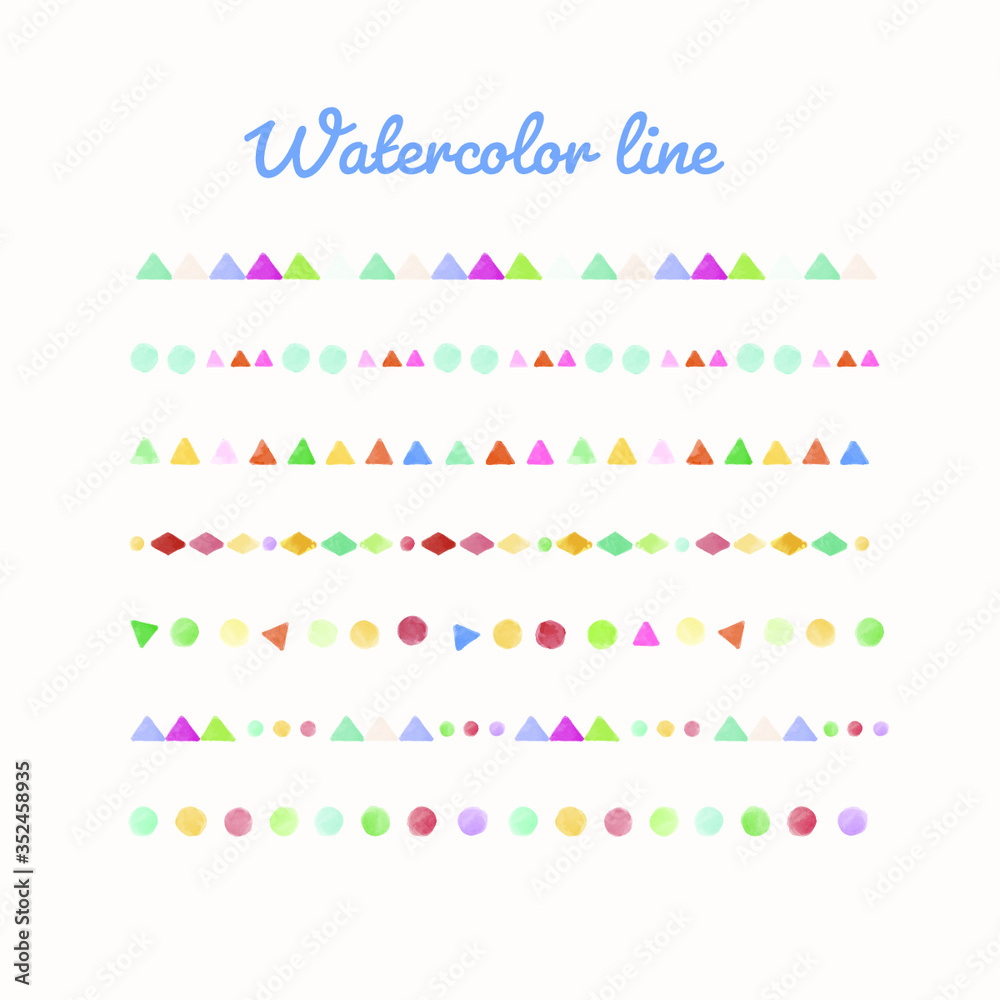 Colorful watercolor line design vector set