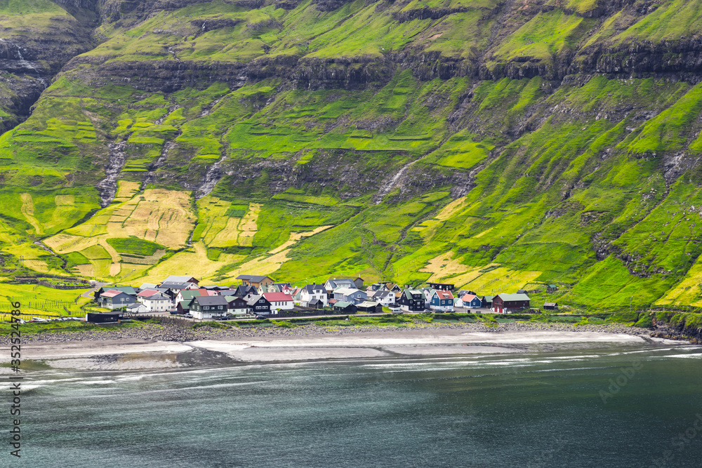 Tjornuvik village beach on Streymoy island, Faroe Islands, Denmark. Landscape photography