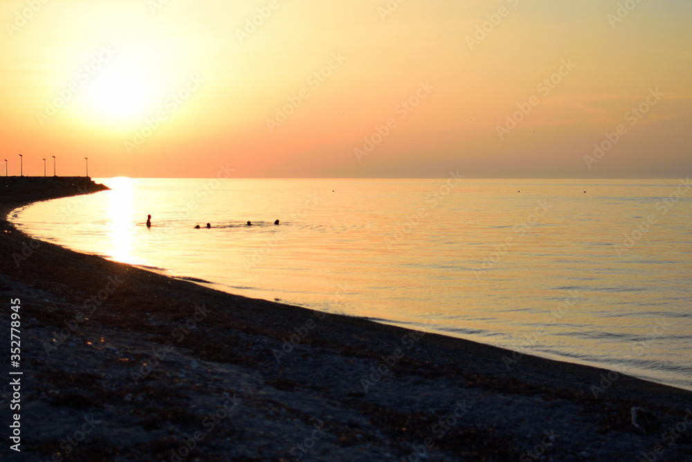 Cloudy sunset over the sea at Therma beach – Samothraki island, Greece, Aegean sea