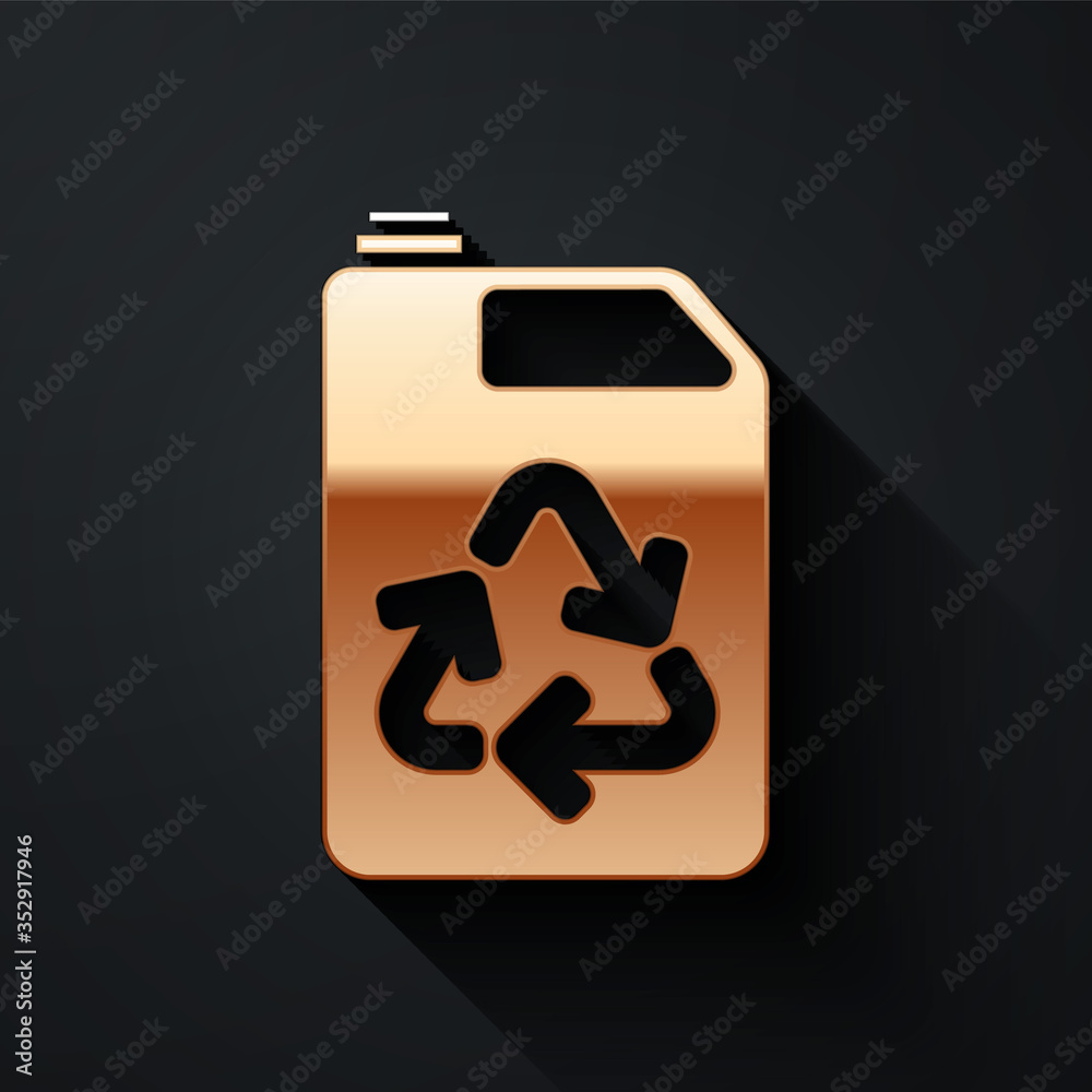 Gold Eco fuel canister icon isolated on black background. Eco bio and barrel. Green environment and 