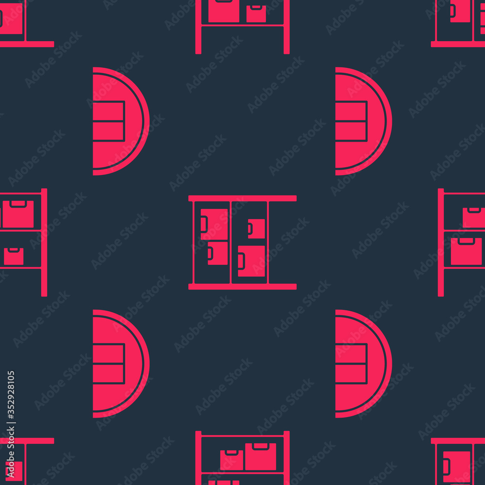 Set Warehouse and Warehouse on seamless pattern. Vector.