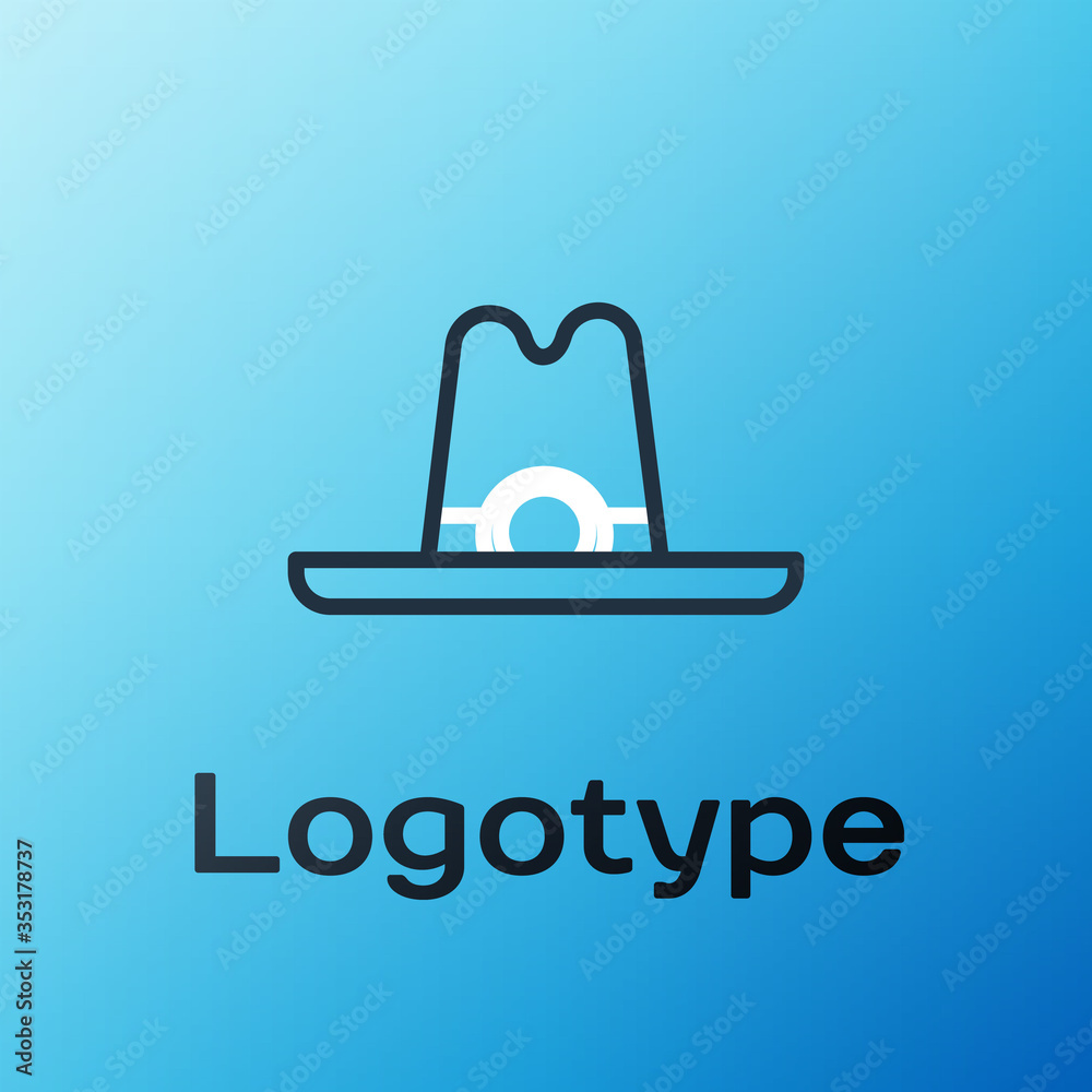 Line Western cowboy hat icon isolated on blue background. Colorful outline concept. Vector Illustrat