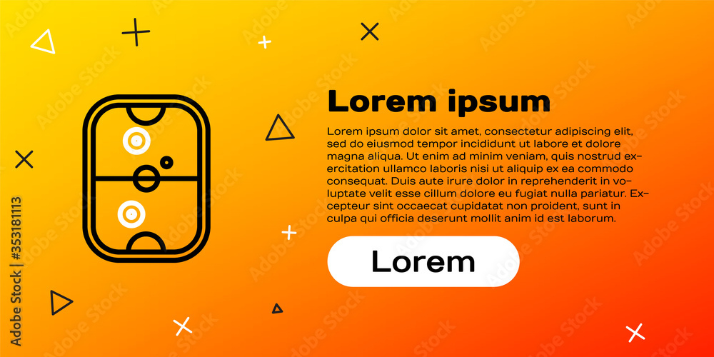 Line Air曲棍球桌图标隔离在黄色背景上。彩色轮廓概念。矢量插图