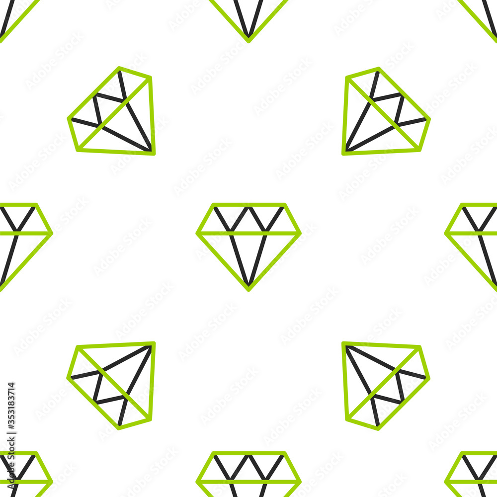 Line Diamond icon isolated seamless pattern on white background. Jewelry symbol. Gem stone. Vector I