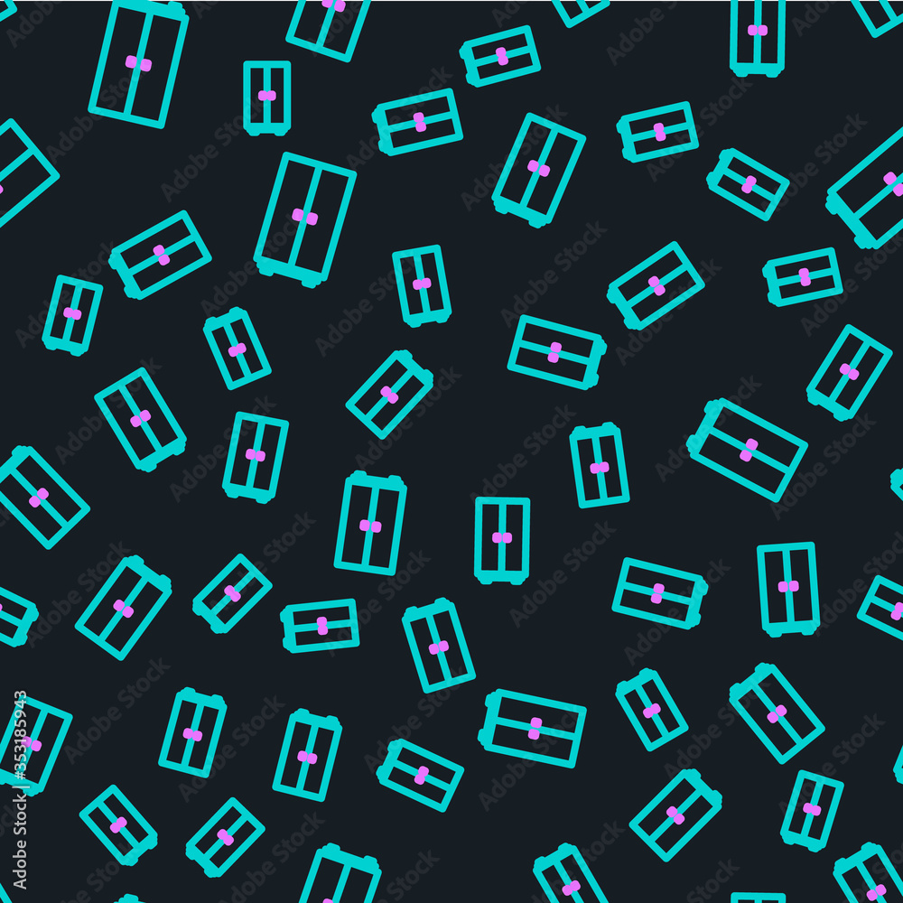 Line Wardrobe icon isolated seamless pattern on black background. Vector Illustration.