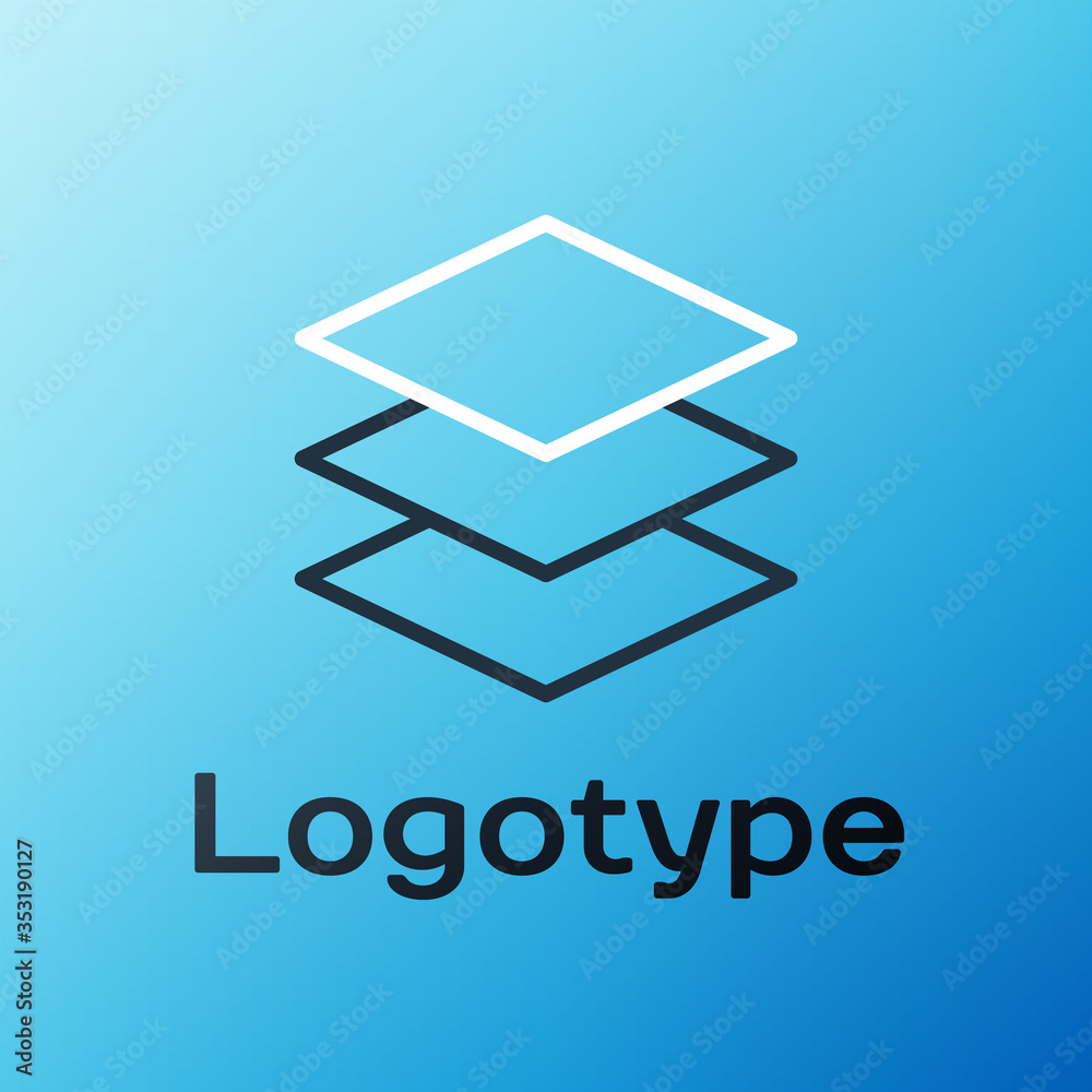 Line Layers icon isolated on blue background. Colorful outline concept. Vector Illustration.