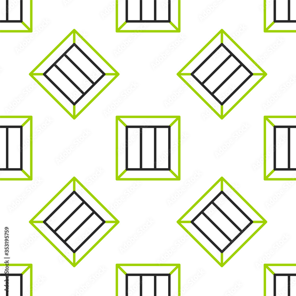 白色背景上的线条木箱图标隔离无缝图案。矢量插图