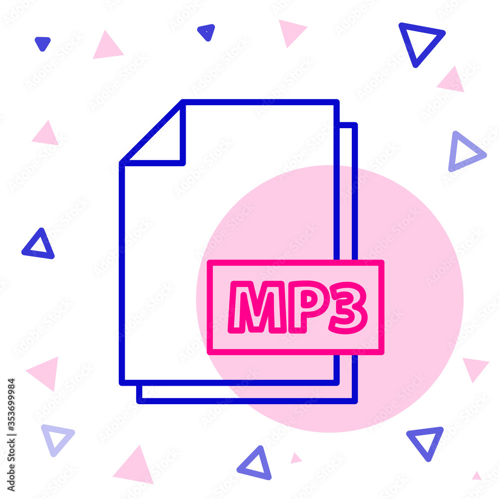 Line MP3 file document. Download mp3 button icon isolated on white background. Mp3 music format sign