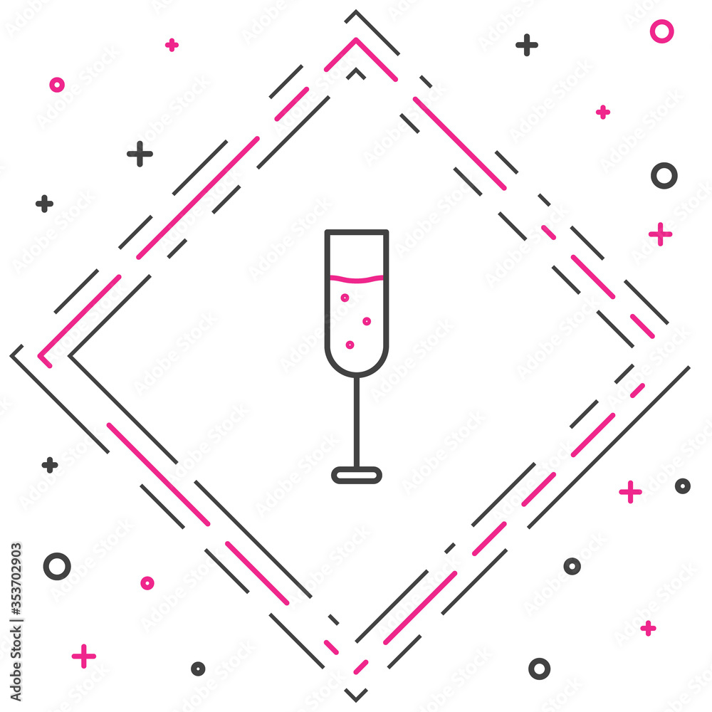 Line Glass of champagne icon isolated on white background. Colorful outline concept. Vector. Illustr