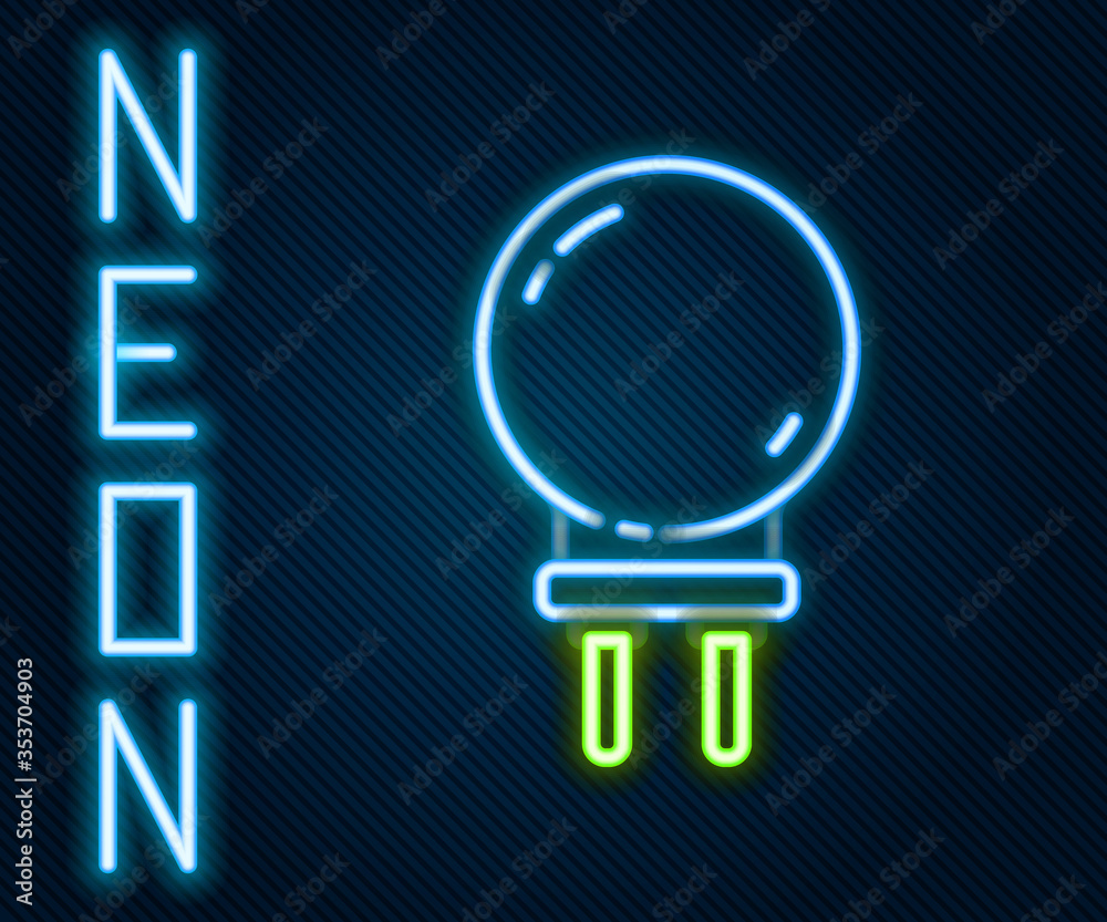 Glowing neon line Light emitting diode icon isolated on black background. Semiconductor diode electr