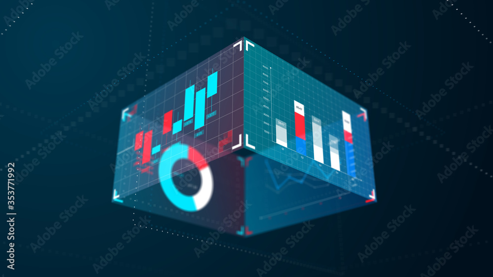 3d Modern blue business information graphic