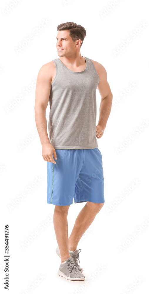 Sporty young man on white background