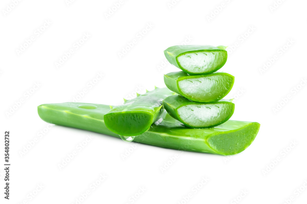 fresh aloe vera with slice isolate on white background