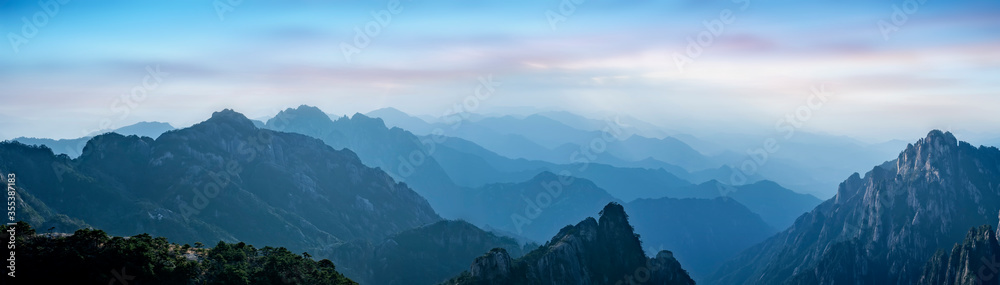 黄山自然风光与晚霞