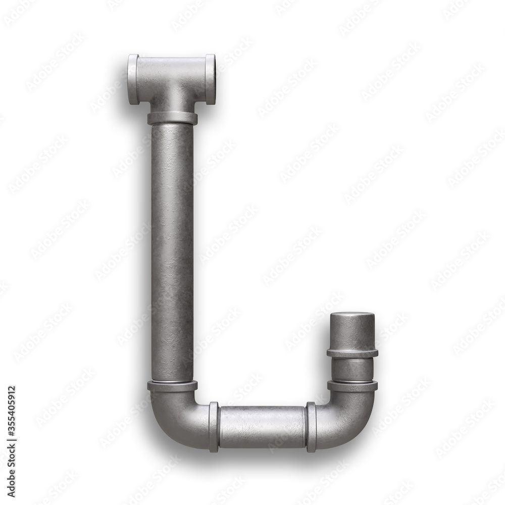 Alphabet made of Metal pipe, letter J with clipping path