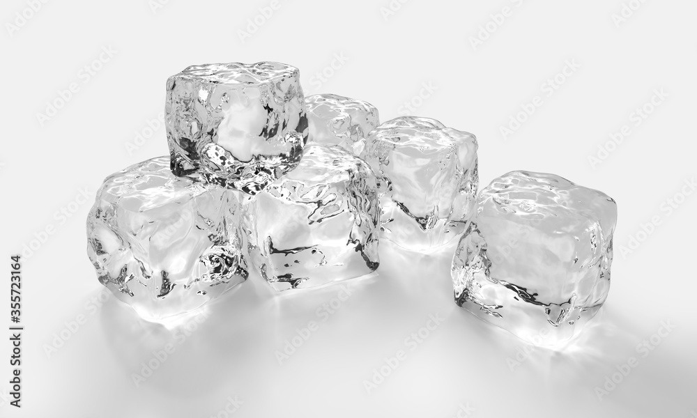 3D rendering white ice on a white background