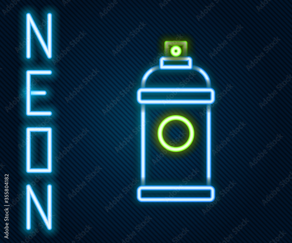 Glowing neon line Paint spray can icon isolated on black background. Colorful outline concept. Vecto