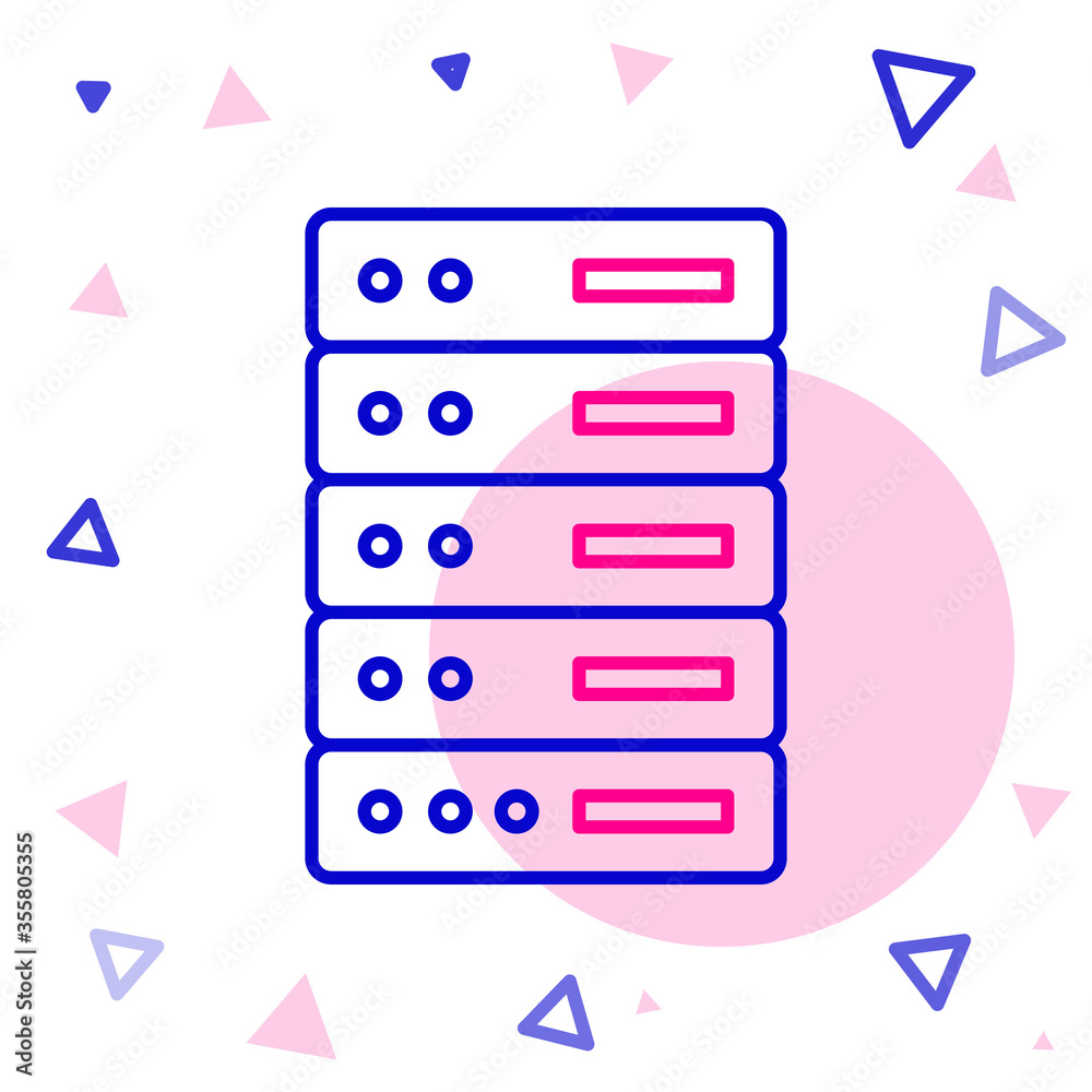 Line Server，Data，Web Hosting图标隔离在白色背景上。彩色轮廓概念。矢量I