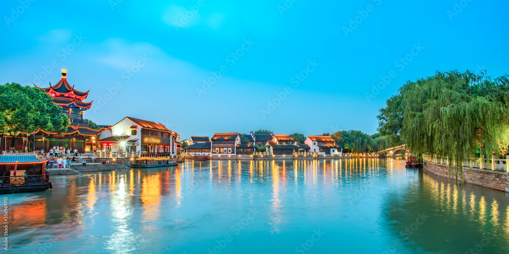 Night view of Shantang ancient town, Suzhou