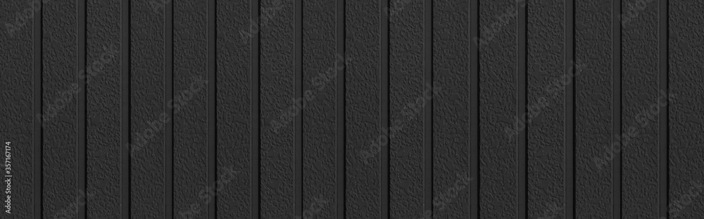 Panorama of Black Corrugated metal texture surface or galvanize steel