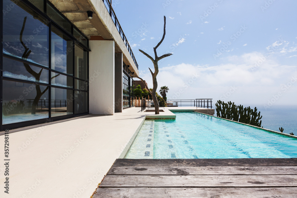 Luxury lap pool overlooking ocean