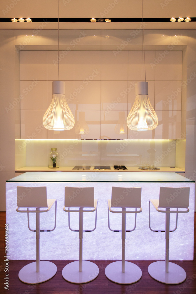 Bar stools in modern kitchen