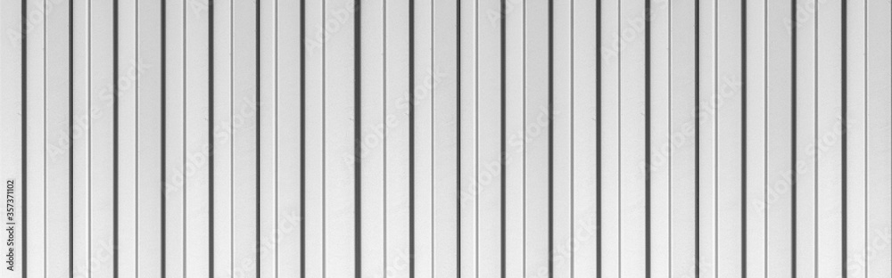 Panorama of White corrugated metal texture surface or galvanize steel background.