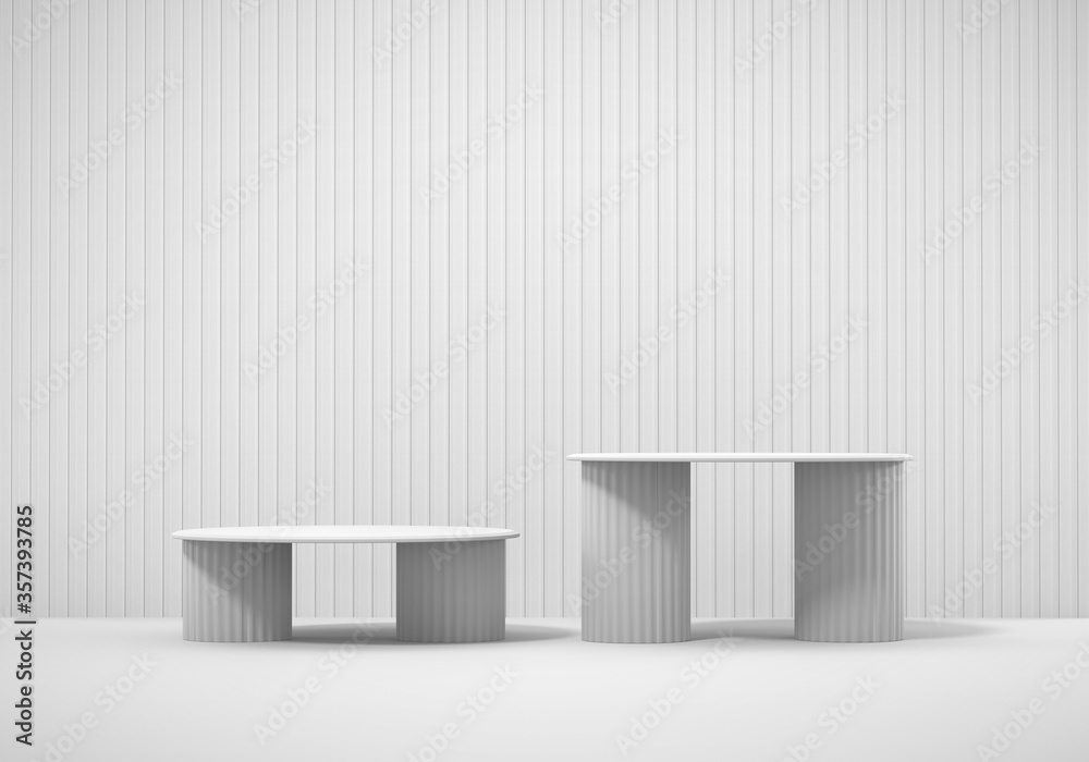 White stage platform podium, for advertising product display background 3d rendering