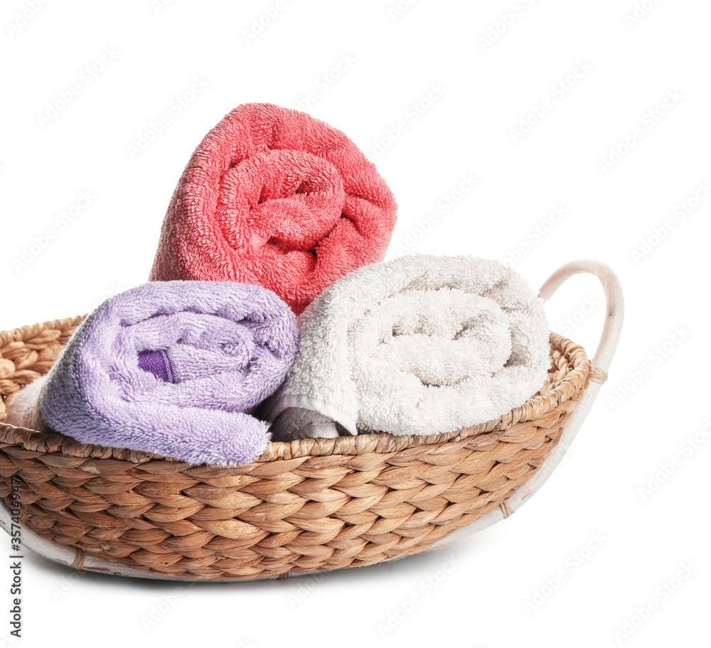 Cotton towels on white background