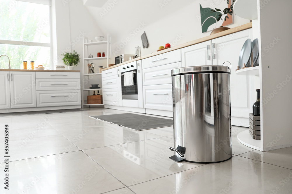 Clean trash bin in modern kitchen