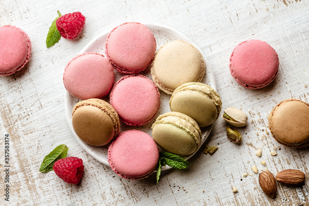 plate of various macaroons