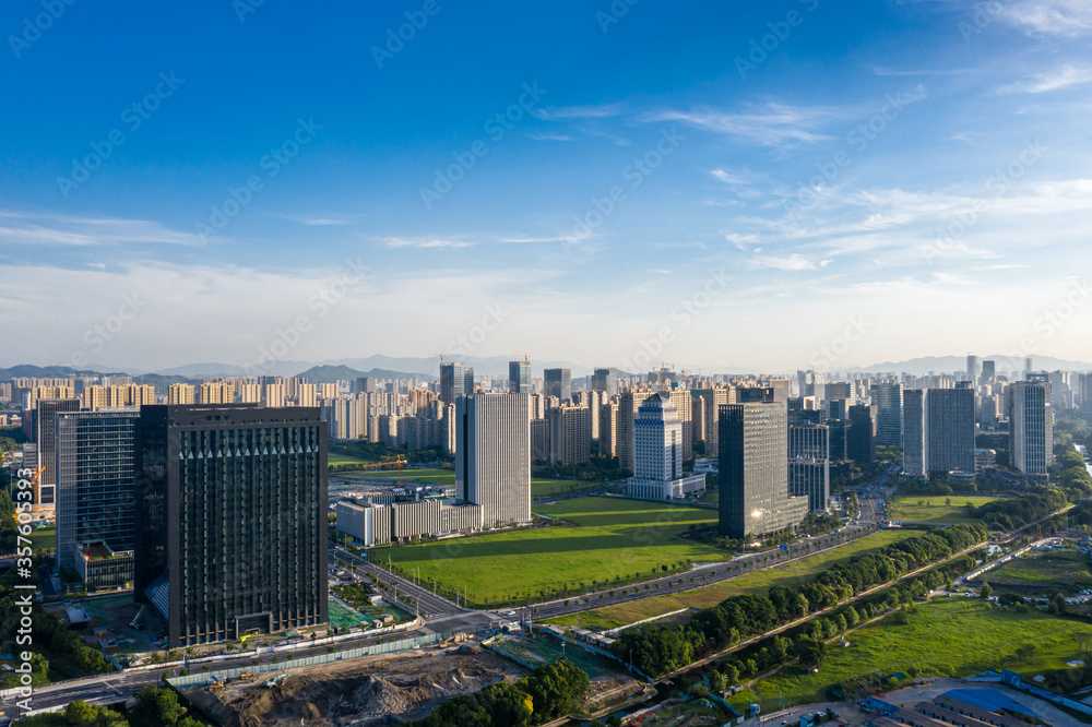 city skyline in hangzhou china