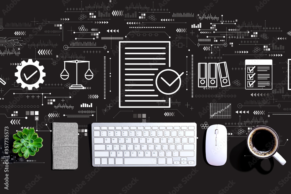 Compliance concept with a computer keyboard and a mouse