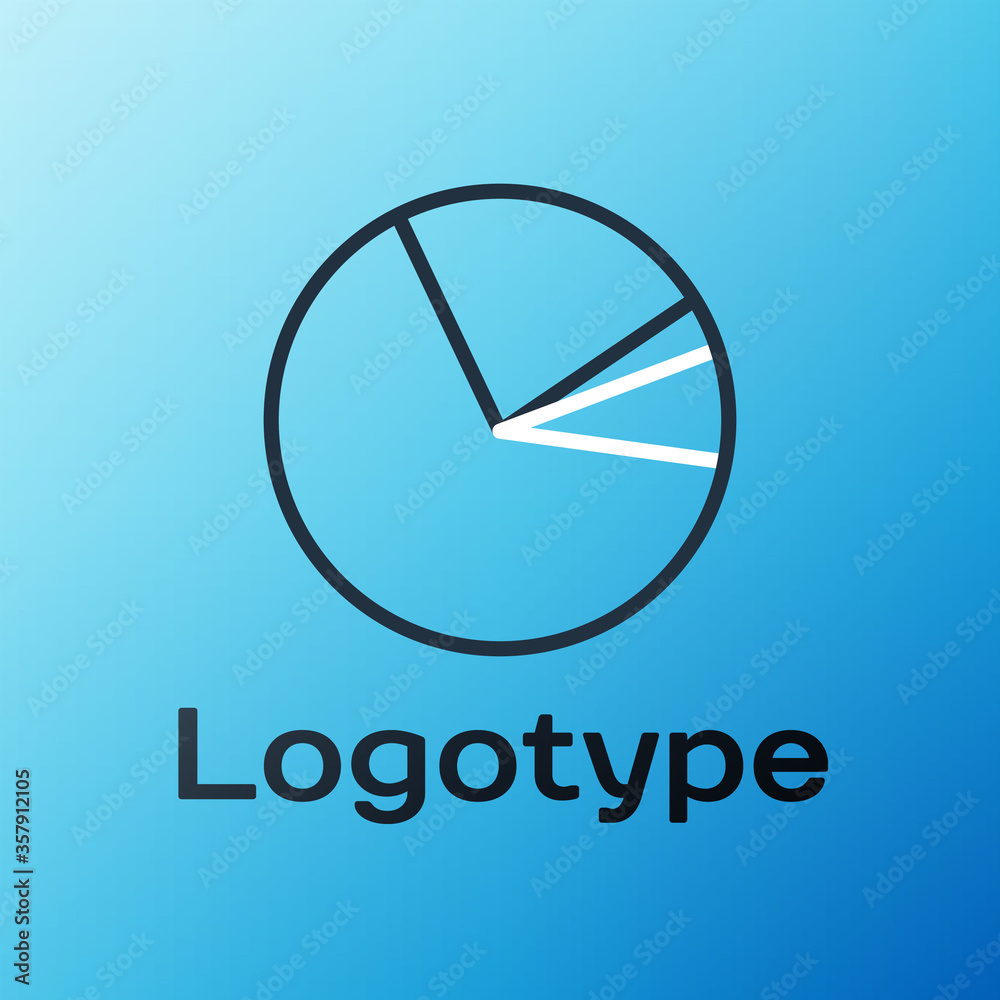 Line Pie chart infographic icon isolated on blue background. Diagram chart sign. Colorful outline co