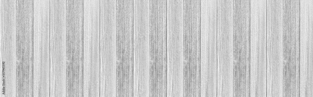 Panorama of Empty white plank panel wood wall surface texture for background or decoration design