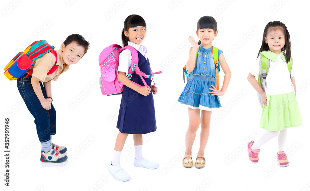 Asian school girl back to school.