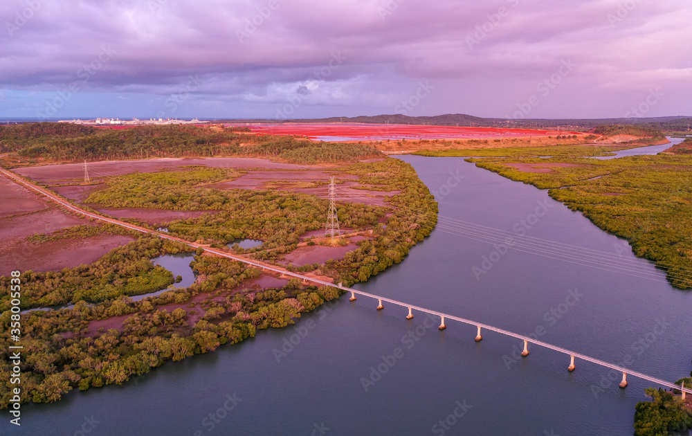 South Tree Inlet with industry in the background, Gladstone Region, Queensland