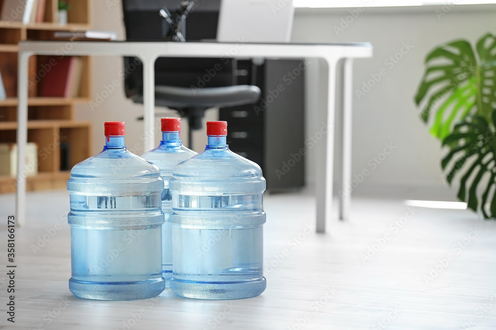 Bottles of fresh water in office