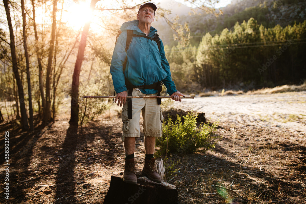 Hiker admiring beautiful nature