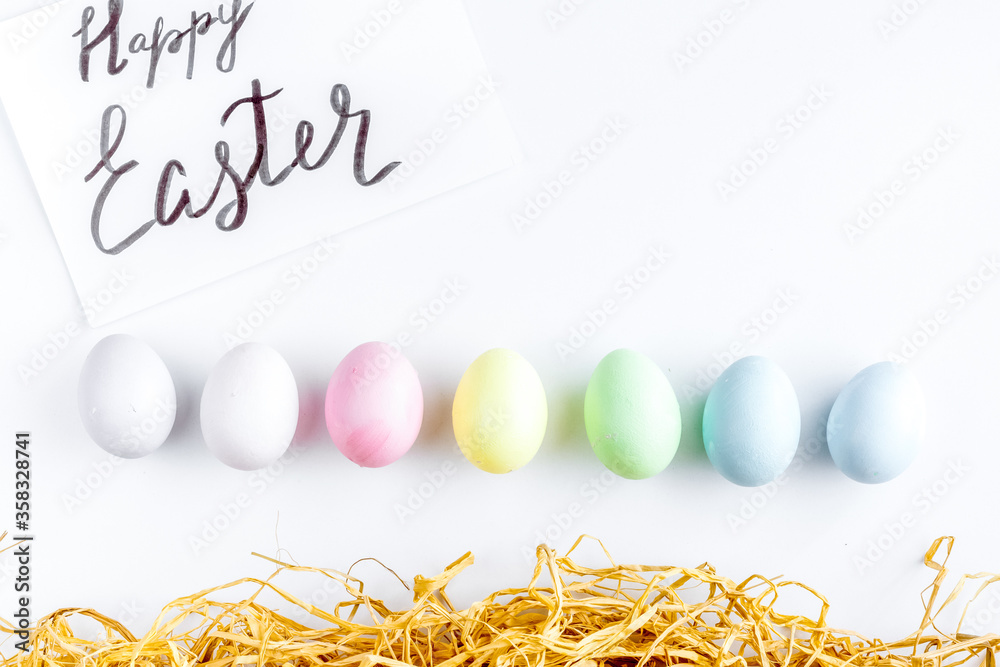 Easter concept on white background top view mockup